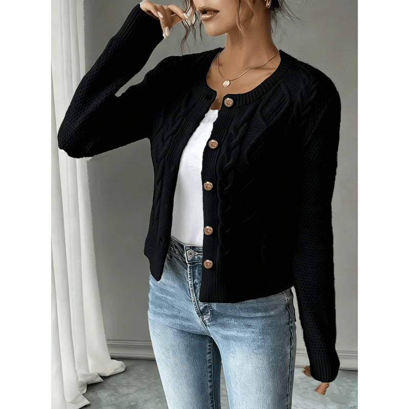 Women's Cropped Cable Knit Cardigan – alternate view 2