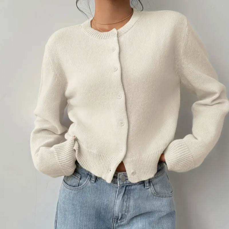 Women's Cropped Knit Cardigan with Button Front additional view 10