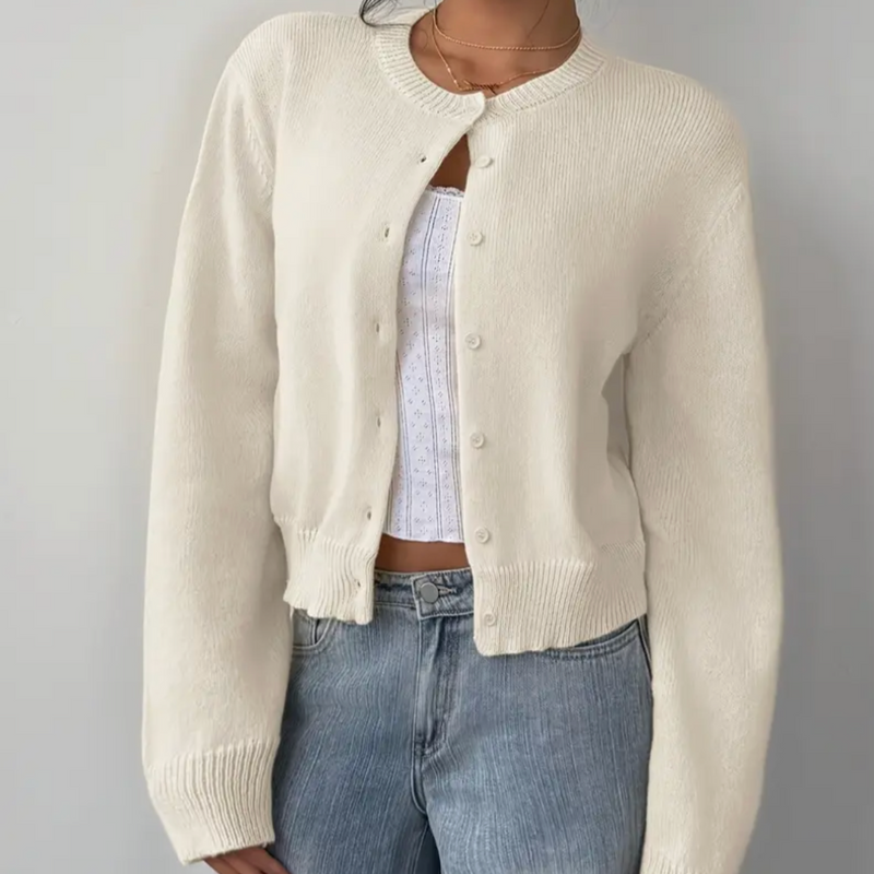Women's Cropped Knit Cardigan with Button Front additional view 7