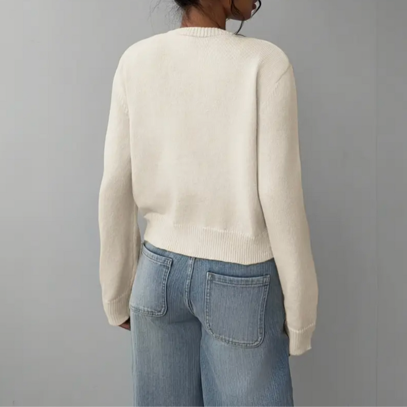 Women's Cropped Knit Cardigan with Button Front additional view 9