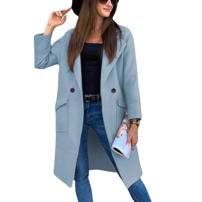 Women's double breasted long coat – styled view 5