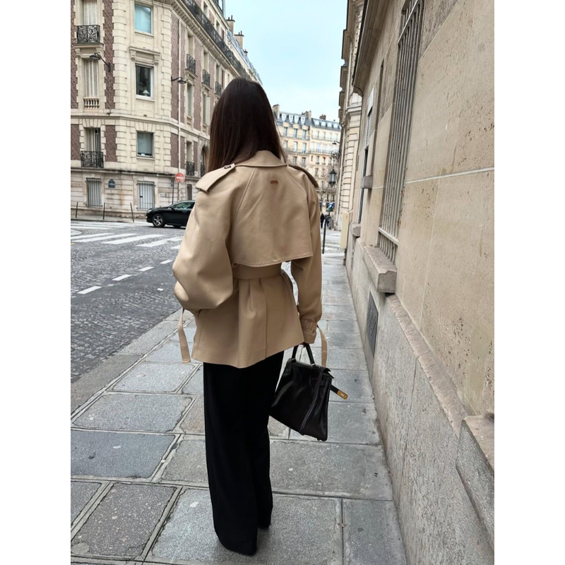 Women's Double Breasted Short Jacket with Tie Belt additional view 6