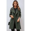 Women's Double Breasted Wide Lapel Coat in Green