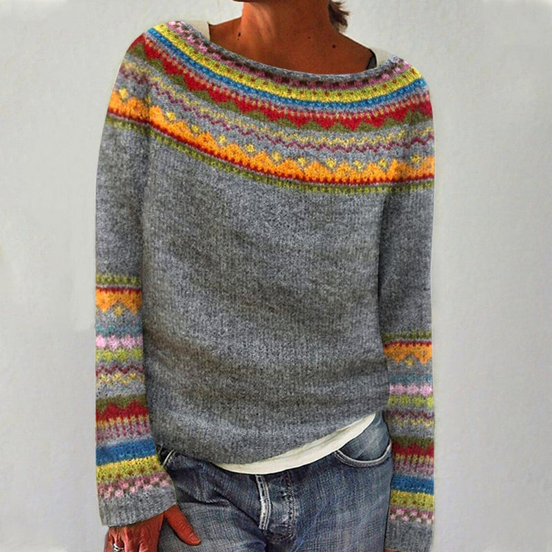 Women's Fair Isle Crew Neck Sweater for Everyday Winter Wear