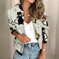 Women's floral print bomber jacket in white floral – front view