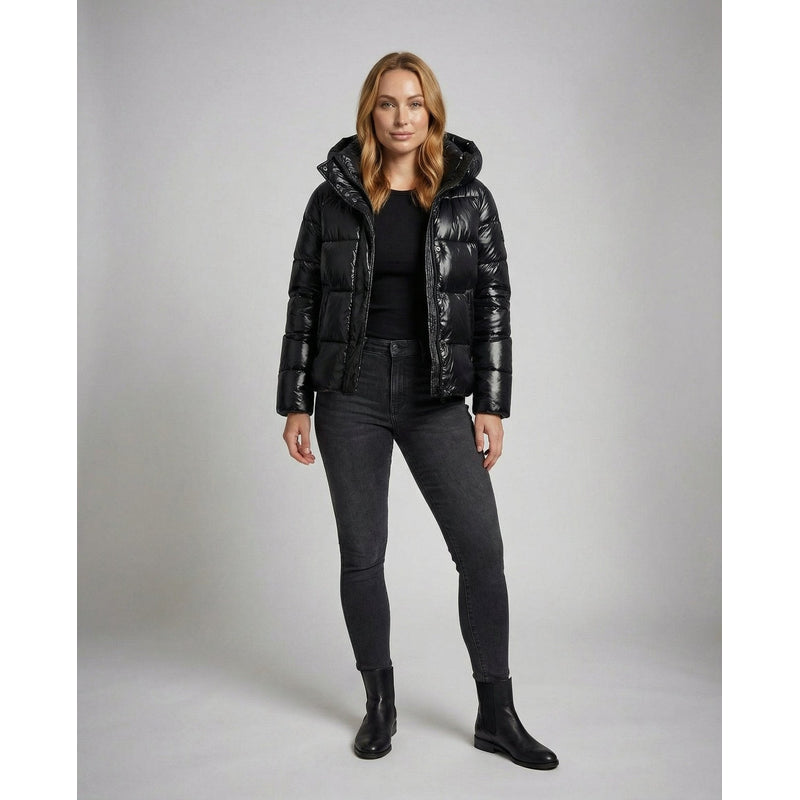 Women's Glossy Hooded Puffer Jacket additional view 3