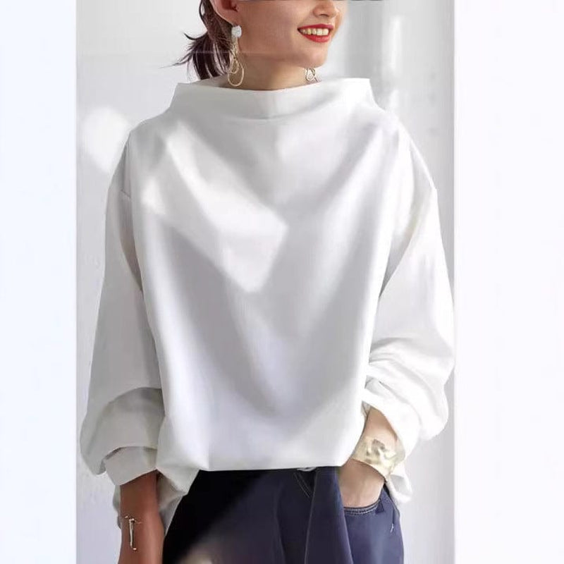 Women's High Neck Knit Top in White