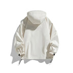 Off white women's hooded outdoor jacket, back view