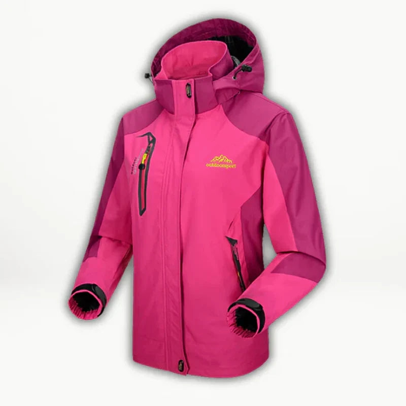 Women's Hooded Outdoor Jacket with Zip Pockets in Pink