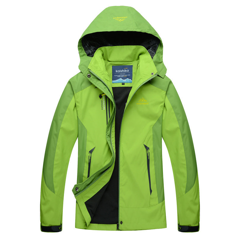 Women's Hooded Outdoor Jacket with Zip Pockets in Green