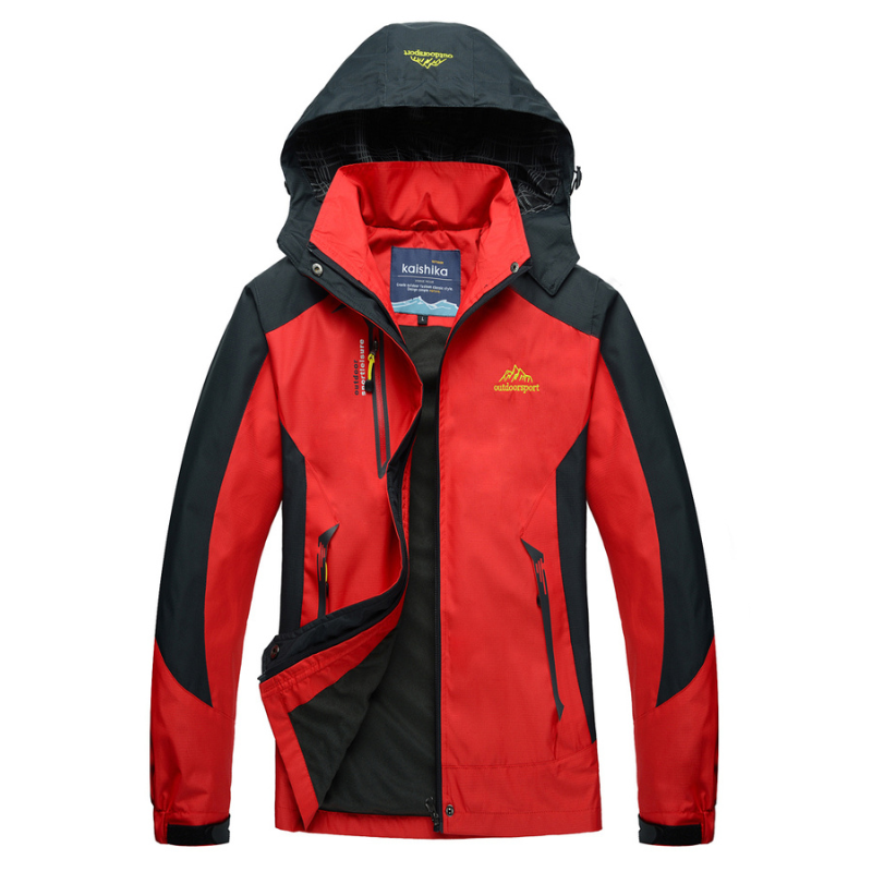 Women's Hooded Outdoor Jacket with Zip Pockets in Red