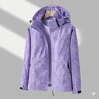 Women's hooded outdoor jacket in purple – front view