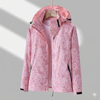 Women's hooded outdoor jacket in pink – front view