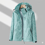 Women's hooded outdoor jacket in mint green – front view