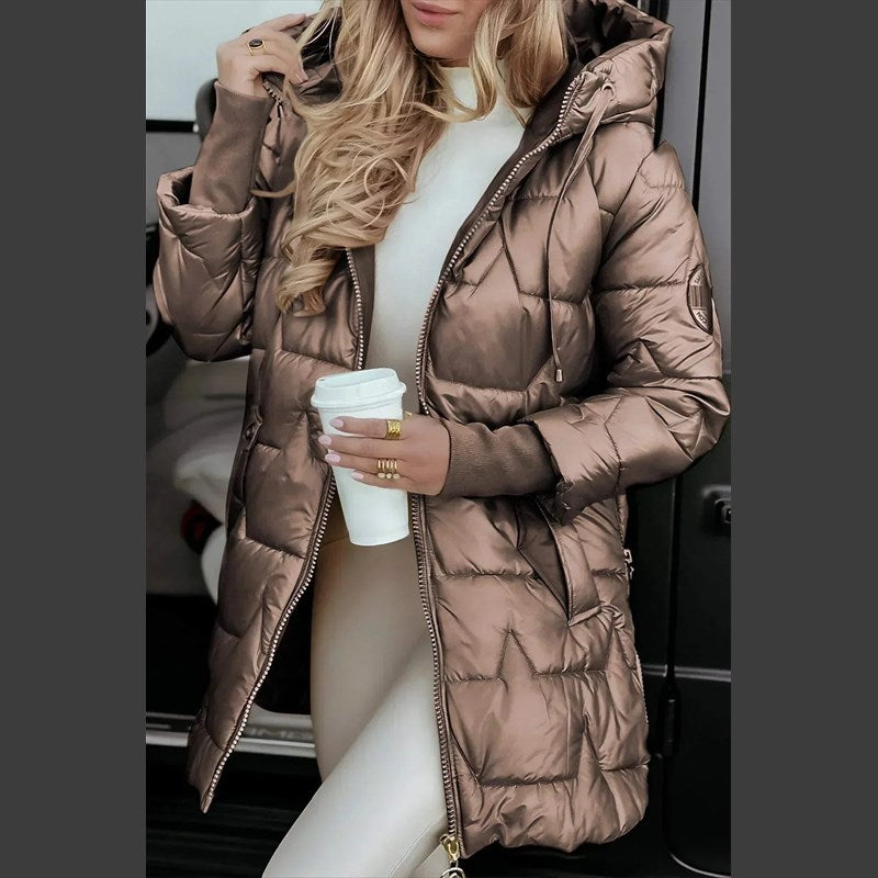 Women's Hooded Quilted Puffer Jacket for Winter Days