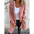 Women's Lapel Knit Cardigan Coat in Pink