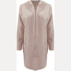 Women's long cable knit hooded cardigan – styled view 3