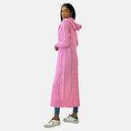 Women's long cable knit hooded cardigan – styled view 5