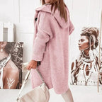 Women's long hooded knit cardigan – styled view 3