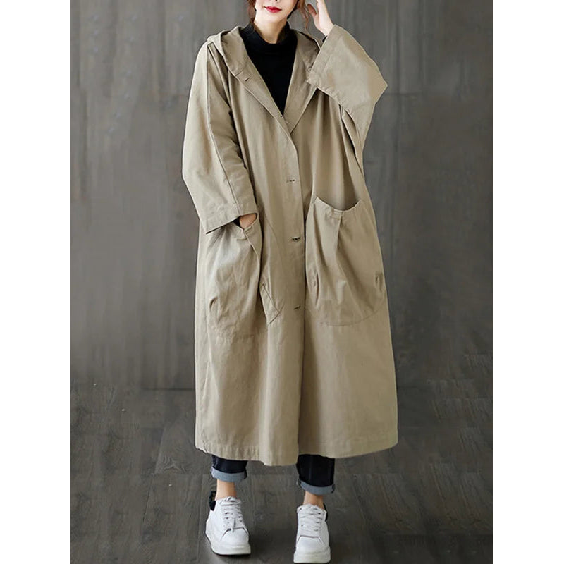 Women's Long Hooded Rain Coat with Large Pockets additional view 5