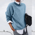 Women's Loose Fit Crew Neck Sweater in Blue