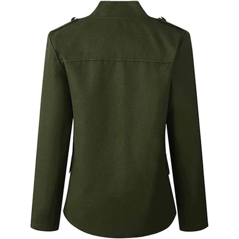 Women's Military Style Short Jacket with Button Front additional view 6