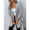 Women's Open Front Long Knit Cardigan in Gray
