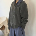 Women's oversized cardigan with asymmetric buttons – styled view 2
