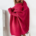 Women's oversized hooded cardigan with batwing sleeves – styled view 12