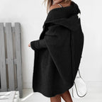 Women's oversized hooded cardigan with batwing sleeves – styled view 3