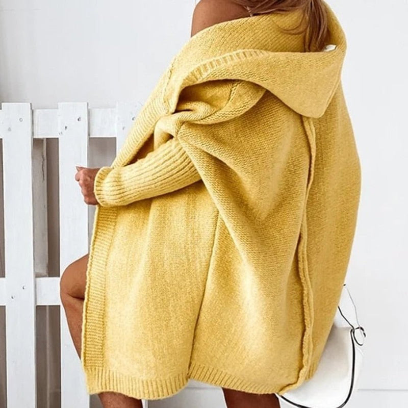 Women's oversized hooded cardigan with batwing sleeves – styled view 8