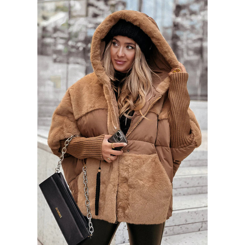 Women's Oversized Hooded Teddy Jacket – alternate view 1