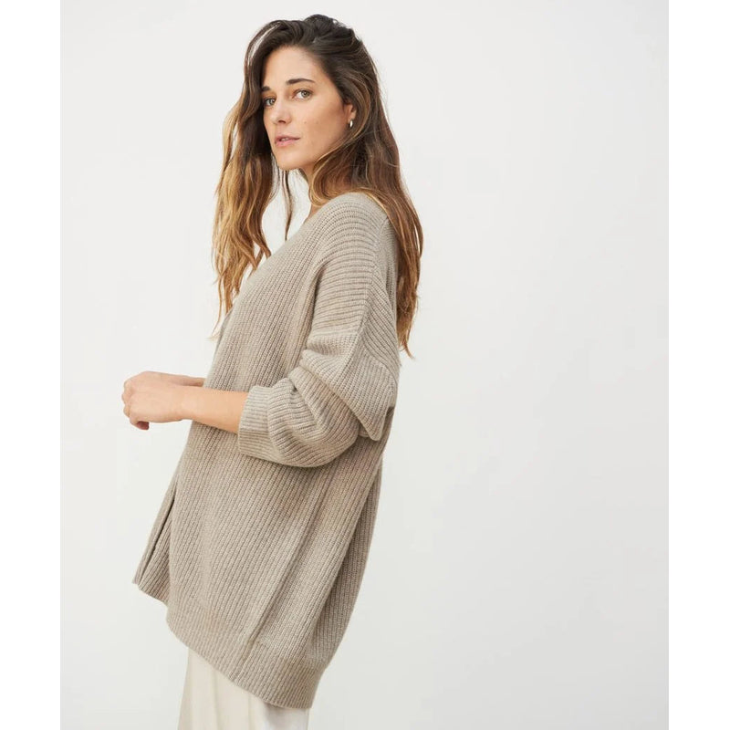 Women's Oversized Knit Cardigan with Deep V Neck – additional view 2