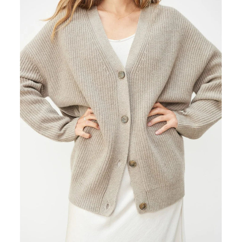 Women's Oversized Knit Cardigan with Deep V Neck – additional view 3