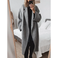 Women's Oversized Long Coat with Wide Lapels in Gray