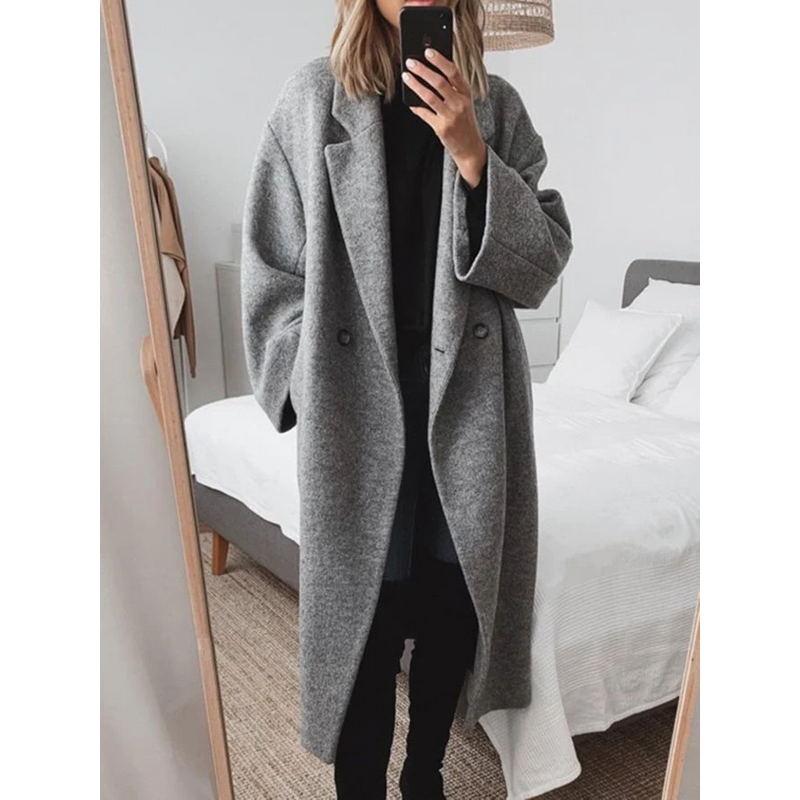 Women's Oversized Long Coat with Wide Lapels – alternate view 1