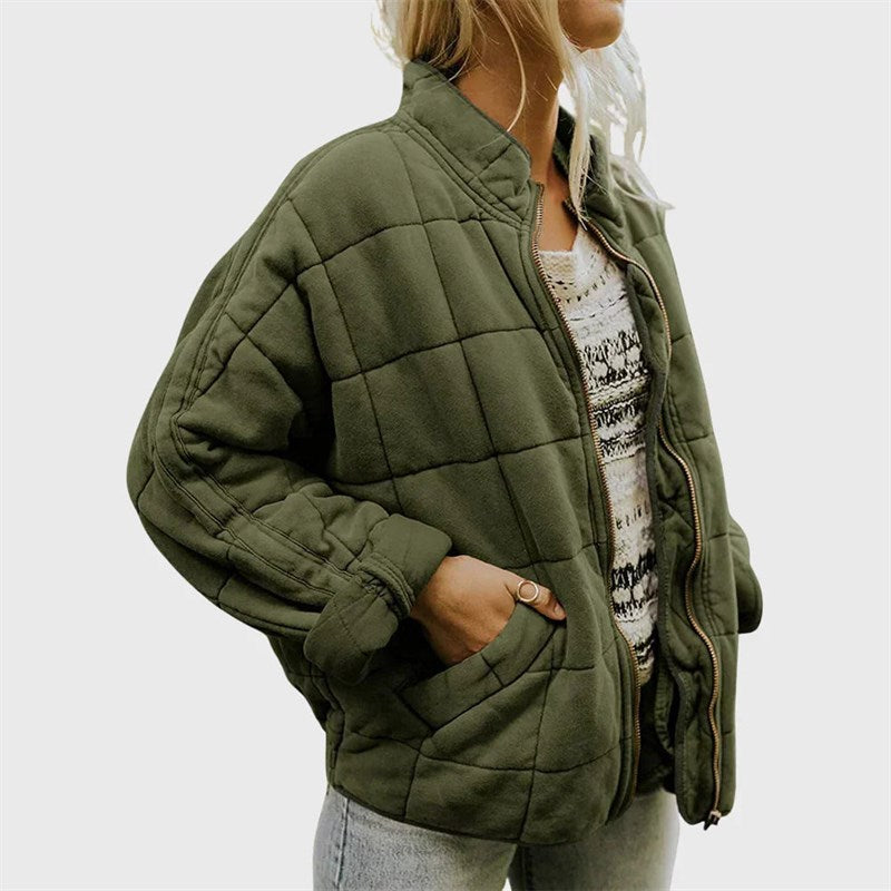 Women's Oversized Quilted Jacket with Pockets for Cool Days