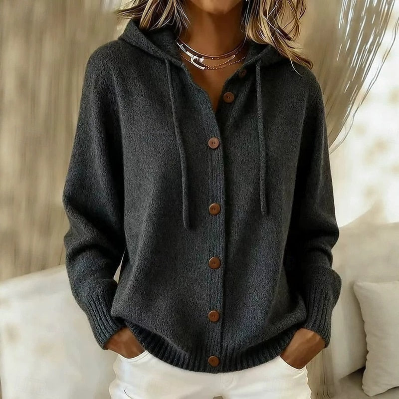 Women's Printed Hooded Fleece Lined Cardigan additional view 5