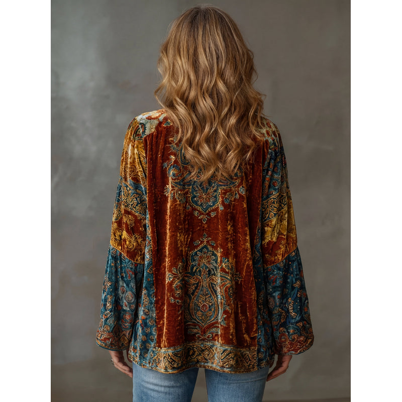 Women's Printed Kimono Jacket with Boho Pattern additional view 3
