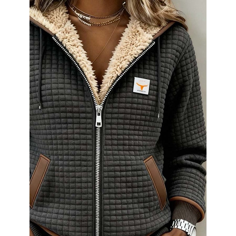 Women's Quilted Hooded Zip Jacket with Plush Lining additional view 2