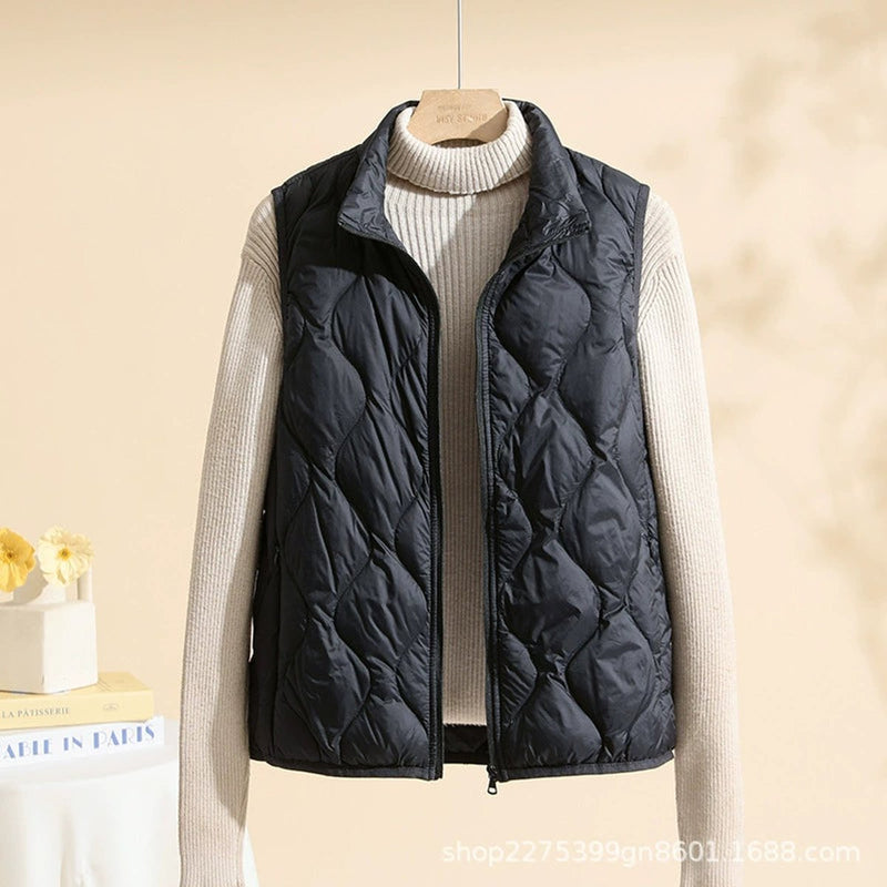 Women's Quilted Vest with Stand Collar for Autumn Layering