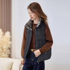 Women's quilted zip vest with high collar – styled view 9