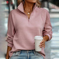 Women's Ribbed Half Zip Pullover in Pink
