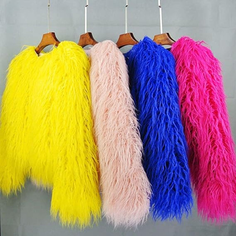 Women's shaggy faux fur jacket – styled view 2
