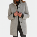 Women's Stand Collar Button Coat in Gray