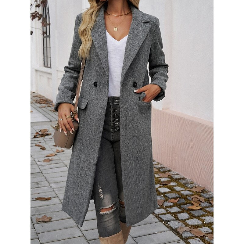 Women's Tailored Longline Coat with Lapel Collar additional view 5