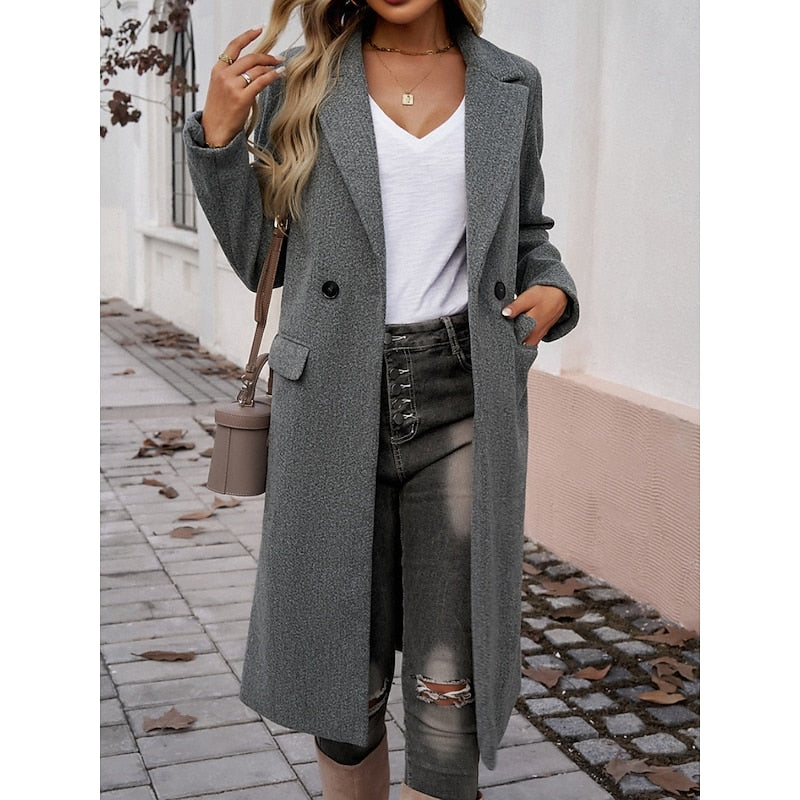 Women's Tailored Longline Coat with Lapel Collar additional view 6