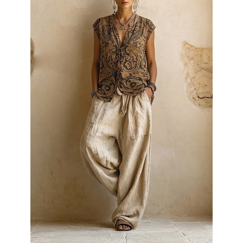 Women's Three-Piece Set with Long Shirt Coat – alternate view 1