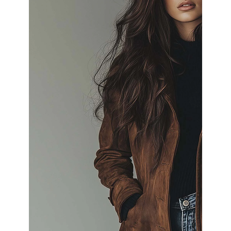 Women's Vintage Style Trench Coat with Lapel Collar additional view 4