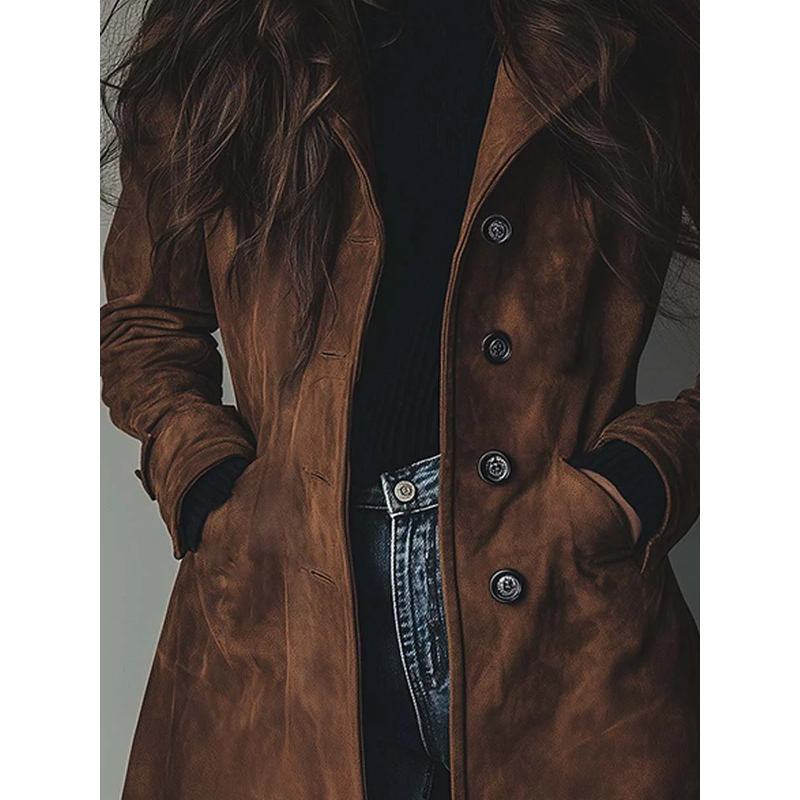 Women's Vintage Style Trench Coat with Lapel Collar additional view 5